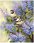 DIY Painting By Numbers -  Birds With Purple Flower(16"x20" / 40x50cm)