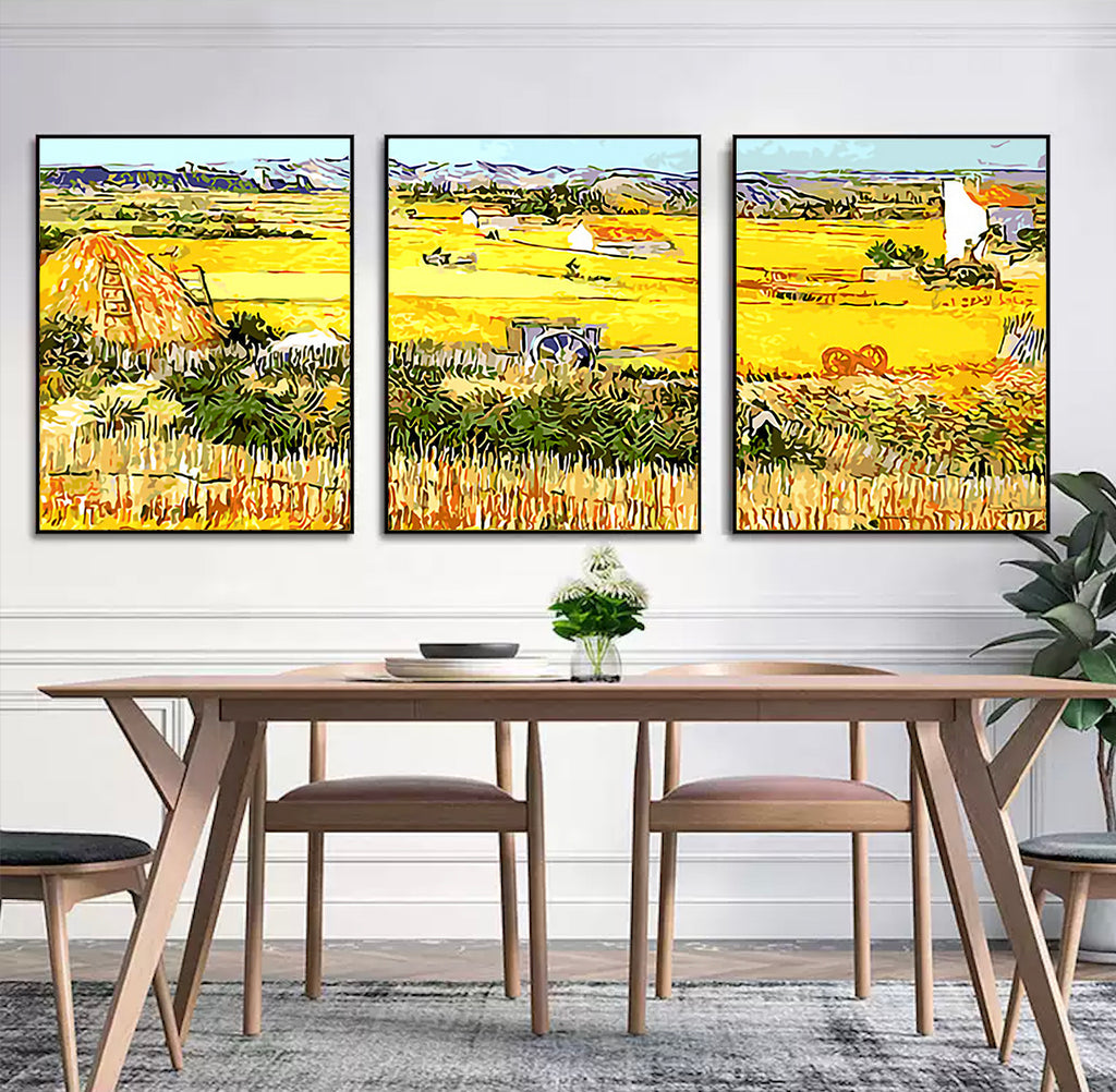 DIY Painting By Numbers -  Van Gogh Harvest - 3 Pieces (16"x20" / 40x50cm)
