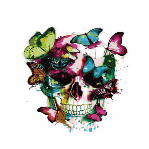 DIY Painting By Numbers - Skull And Butterfly(16"x20" / 40x50cm)