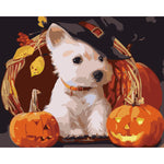 DIY Painting By Numbers - Dog With Pumpkin (16"x20" / 40x50cm)