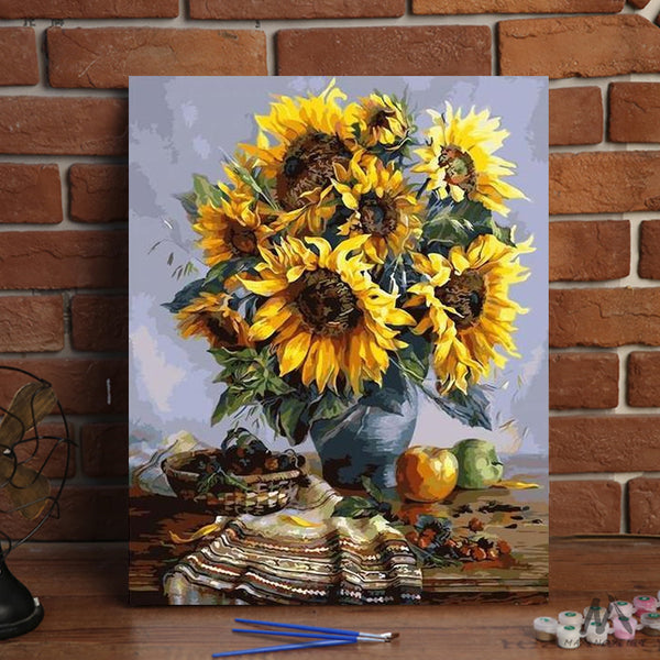 Sunflower Paint By Numbers For Kids Framed Canvas Kids' Paint By Number Kits  Framed Paint By Numbers For Kids Paint By Numbers Flowers Easy DIY Art &  Craft Set Without Frame