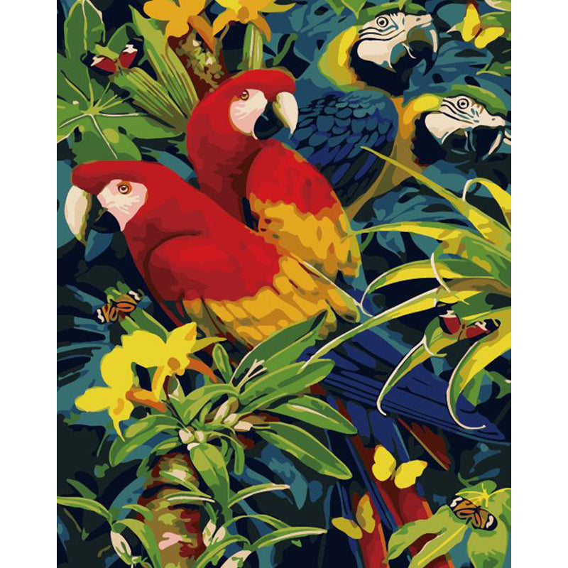 DIY Painting By Numbers - Parrots (16"x20" / 40x50cm)