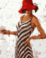 DIY Painting By Numbers - Red Hat Woman (16"x20" / 40x50cm)