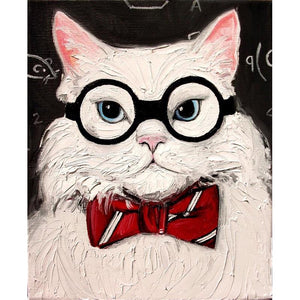 DIY Painting By Numbers - The cat with the glasses (16"x20" / 40x50cm)
