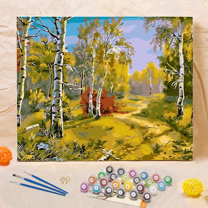 DIY Painting By Numbers -Autumn yellow-0223  (16"x20" / 40x50cm)