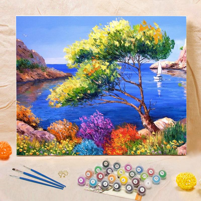 DIY Painting By Numbers - Colorful Tree (16"x20" / 40x50cm)