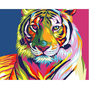 DIY Painting By Numbers -Colorful Tiger (16"x20" / 40x50cm)