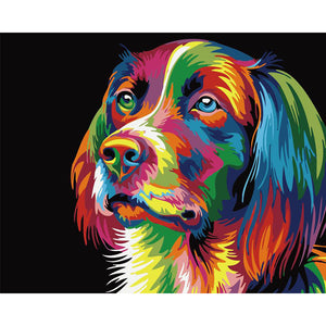 DIY Painting By Numbers -Colorful Dog (16"x20" / 40x50cm)
