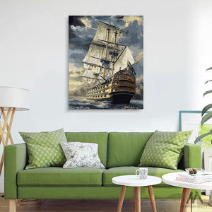 DIY Painting By Numbers -  Sailing Boat (16"x20" / 40x50cm)