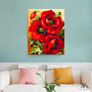 DIY Painting By Numbers - Red Flower (16"x20" / 40x50cm)