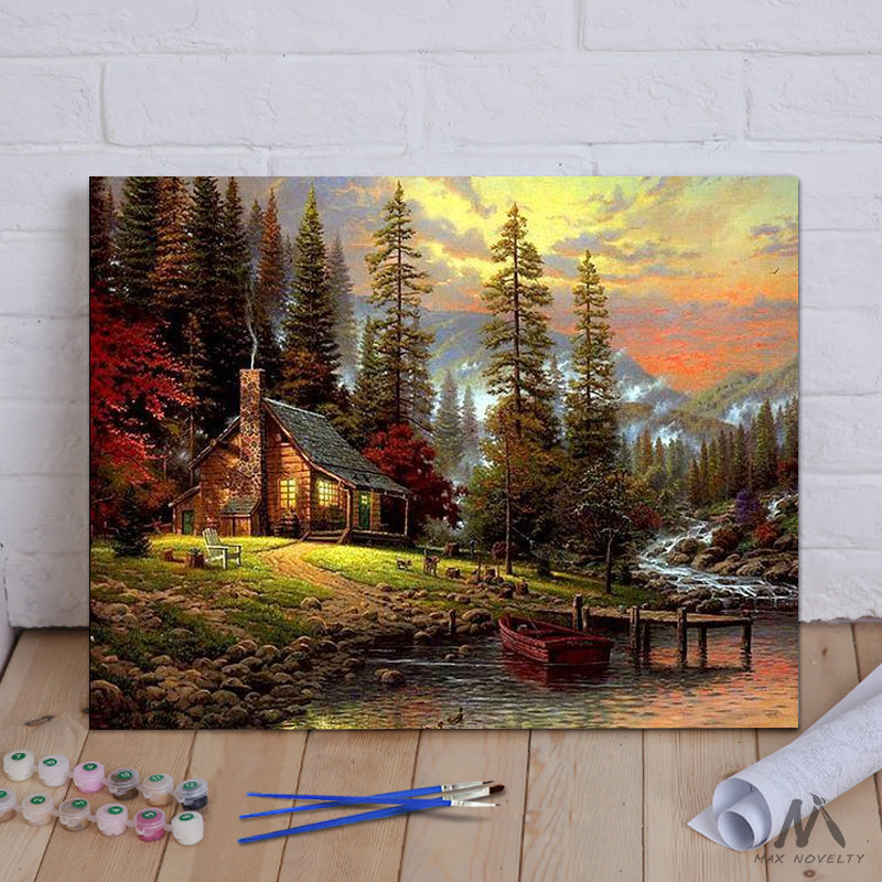 Forest Cabin DIY Paint by Numbers Canvas Oil Painting Kit for Kids & A –  Cap Huang's Store - CHS
