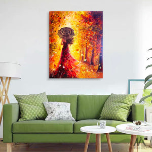 DIY Painting By Numbers - Beautiful Woman Autumn Landscape (16"x20" / 40x50cm)