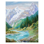 DIY Painting By Numbers -  Mountains and rivers (16"x20" / 40x50cm)