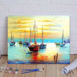 DIY Painting By Numbers - Sailing Boat (16"x20" / 40x50cm)