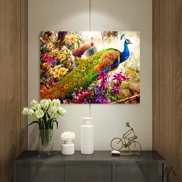 Figured'Art Paint by Numbers for Adults Colourful Peacock 40x50cm - Craft  Art Painting DIY Kit Rolled Canvas Without Frame