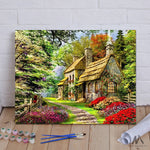 DIY Painting By Numbers - Cabin in the woods (16"x20" / 40x50cm)