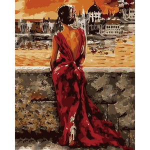DIY Painting By Numbers - Red Dress (16"x20" / 40x50cm)