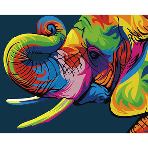 DIY Painting By Numbers - Colorful Elephant (16"x20" / 40x50cm)