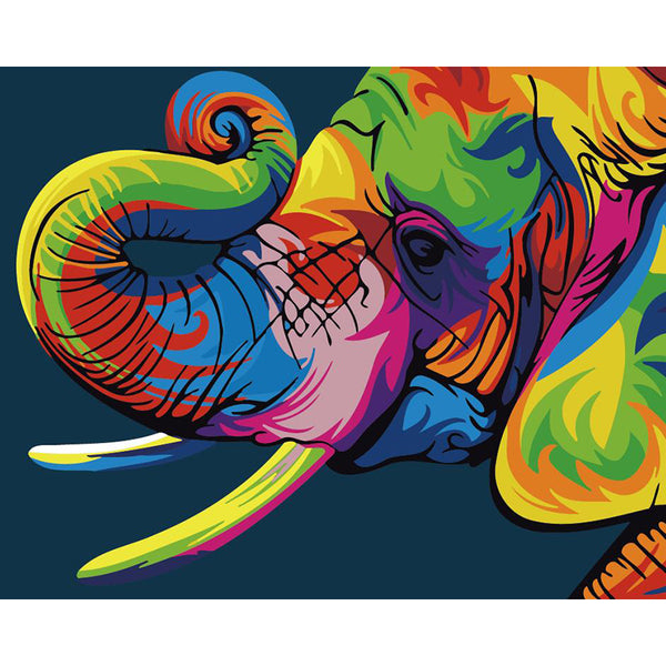 Paint by Numbers Kit for Adults Framed Canvas 40x50cm Colourful Elephant  Trunk 