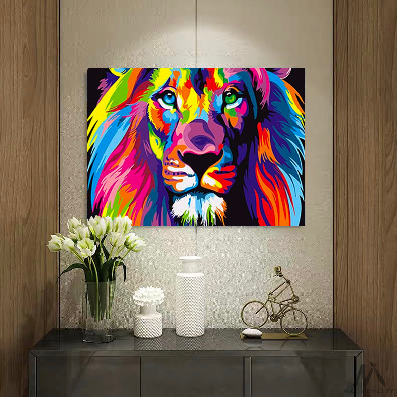 DIY Painting By Numbers - Colorful Lion (16"x20" / 40x50cm)