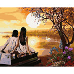 DIY Painting By Numbers - Lovers Watching Sunset (16"x20" / 40x50cm)