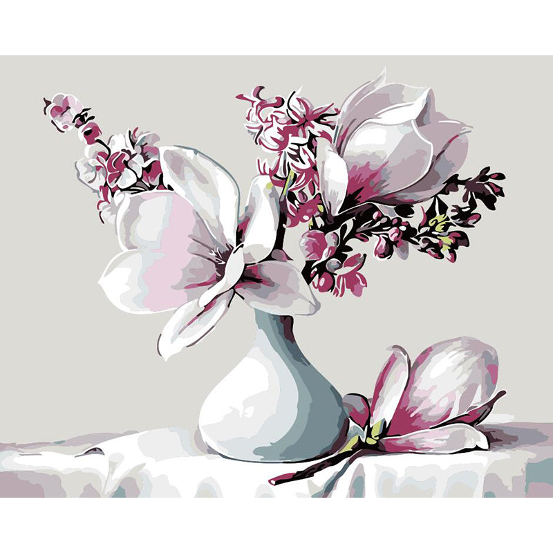 DIY Painting By Numbers - Magnolia Flower  (16"x20" / 40x50cm)