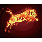DIY Painting By Numbers - Tiger On Fire (16"x20" / 40x50cm)
