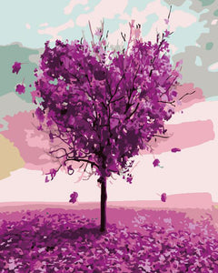 DIY Painting By Numbers - Purple Heart Tree (16"x20" / 40x50cm)