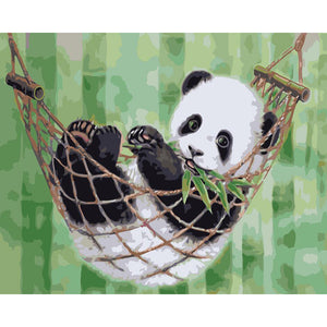 DIY Painting By Numbers - Panda Eating(16"x20" / 40x50cm)