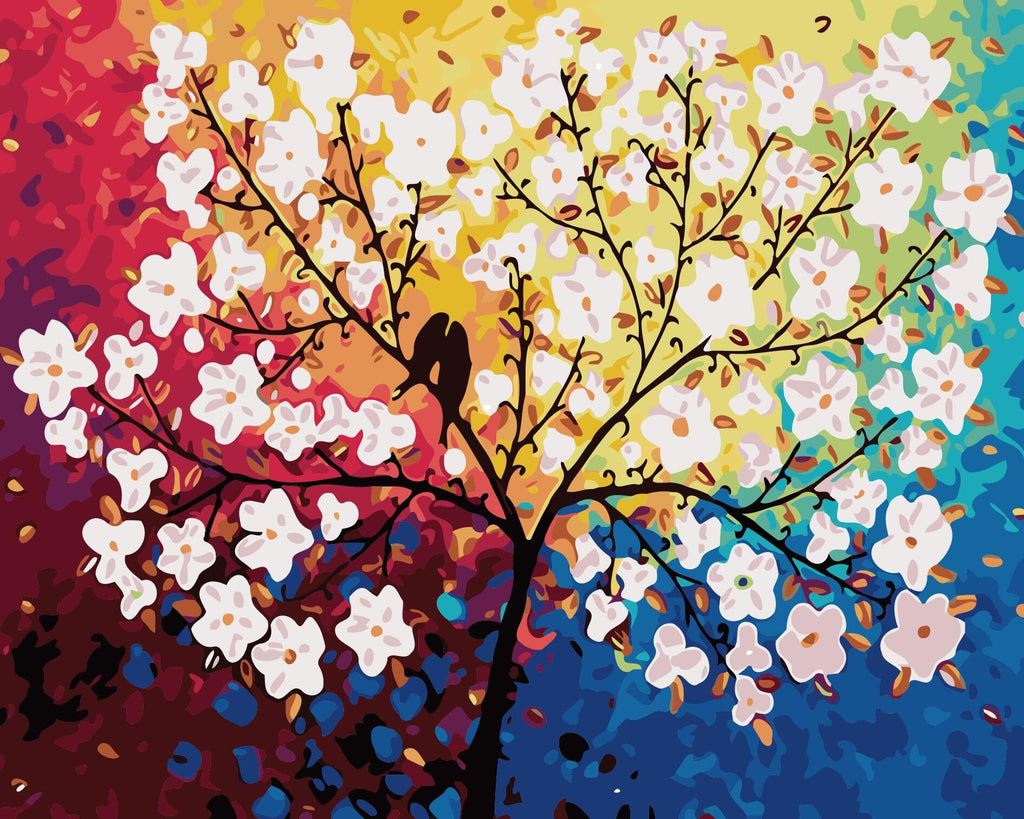DIY Painting By Numbers - Colorful Tree With Birds(16"x20" / 40x50cm)