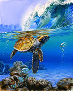 DIY Painting By Numbers -  Sea turtle (16"x20" / 40x50cm)
