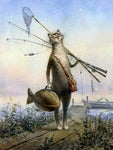 DIY Painting By Numbers - Cat Fishing (16"x20" / 40x50cm)
