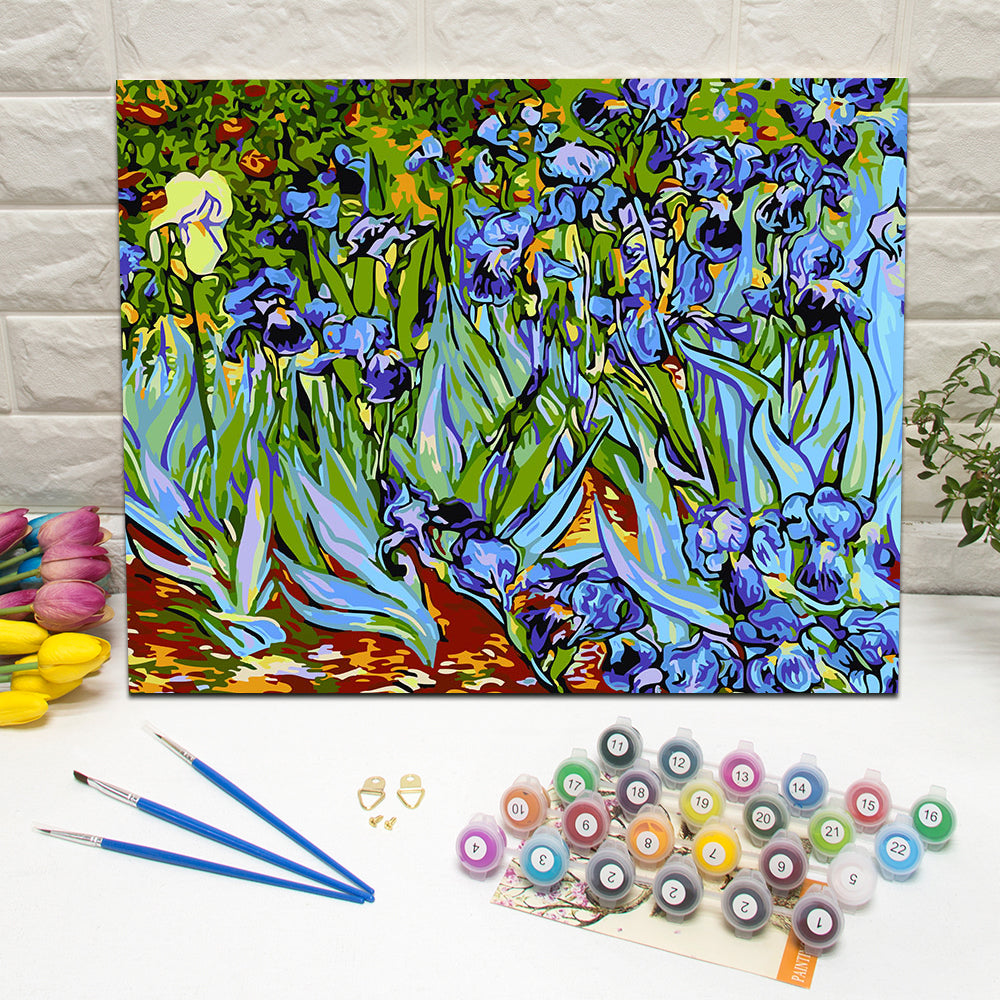 DIY Painting By Numbers -Irises Flower (16"x20" / 40x50cm)