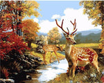 DIY Painting By Numbers - Deers (16"x20" / 40x50cm)