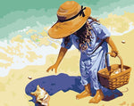 DIY Painting By Numbers -  Little Girl On The Beach(16"x20" / 40x50cm)