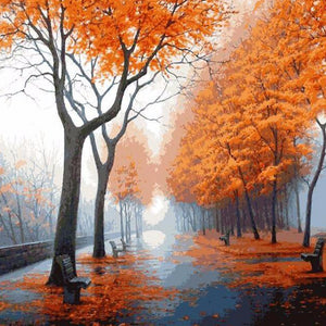 DIY Painting By Numbers - Autumn Street (16"x20" / 40x50cm)