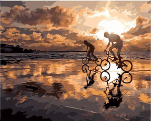 DIY Painting By Numbers - Sunset Cycling (16"x20" / 40x50cm)