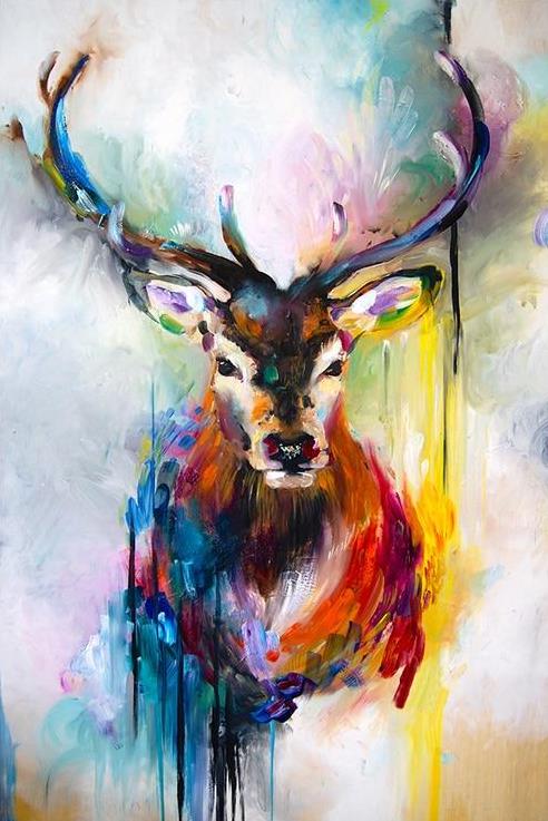DIY Painting By Numbers -Abstract Deer(16"x20" / 40x50cm)