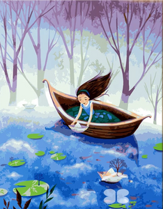 DIY Painting By Numbers - Girl On A Canoe (16"x20" / 40x50cm)