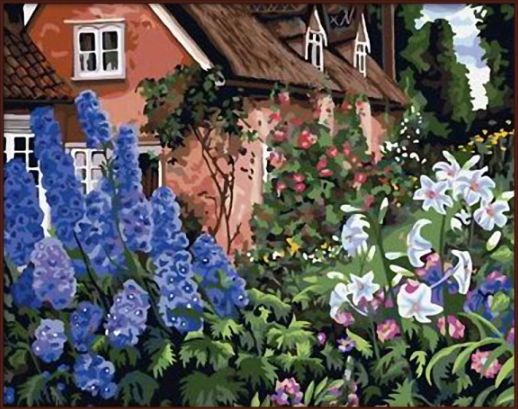 DIY Painting By Numbers - Garden With Flower (16"x20" / 40x50cm)