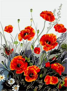DIY Painting By Numbers -Poppy Flower (16"x20" / 40x50cm)
